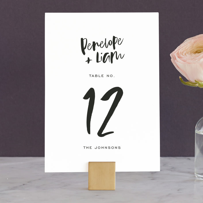 "Love Actually" - Table Numbers in Onyx by Design Lotus - Front