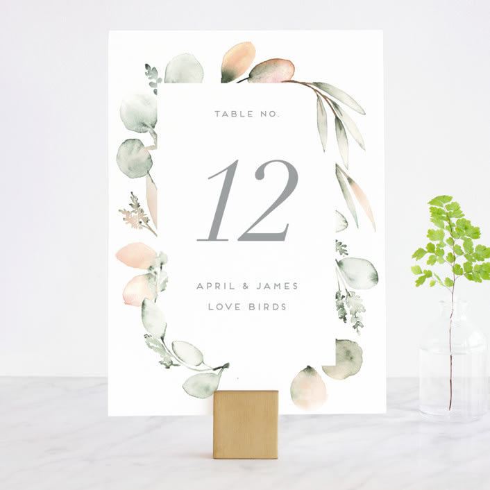 "Romantic Eucalyptus" - Table Numbers in Sage by Petra Kern - Front