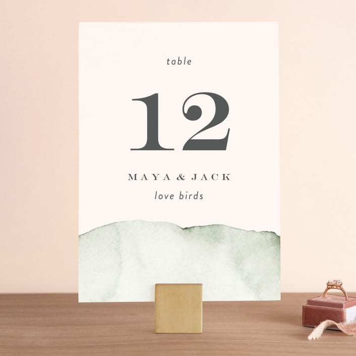 "Gentle Greens" - Table Numbers in Fern by Petra Kern - Front