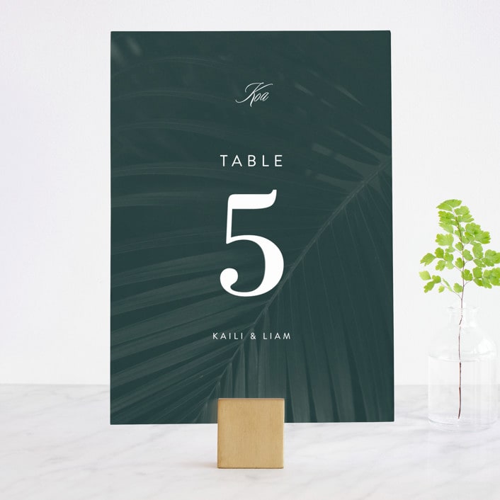 "Palm Layers" - Table Numbers in Palm Frond by Jill Means - Front