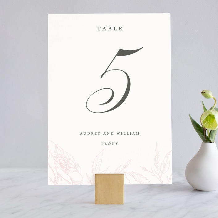 "Flora" - Table Numbers in Blush by Nicoletta Savod - Front