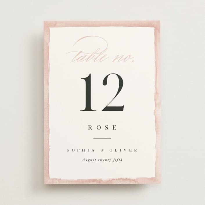"First Love" - Table Numbers in Blush by Pixel and Hank - Front