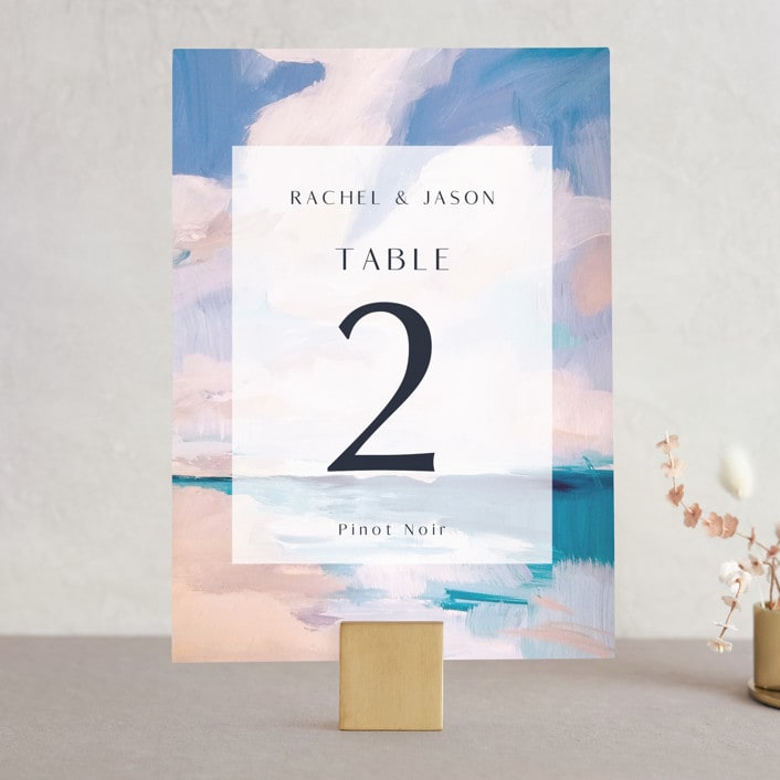"Sand & Sun" - Table Numbers in Ocean by Nicole Walsh - Front