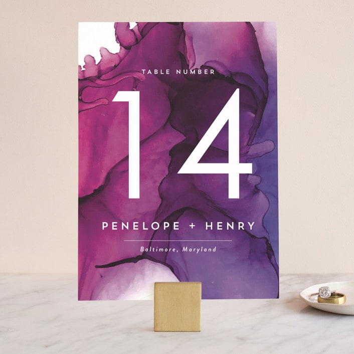 "saturated" - Table Numbers in Plum by Erin Deegan - Front