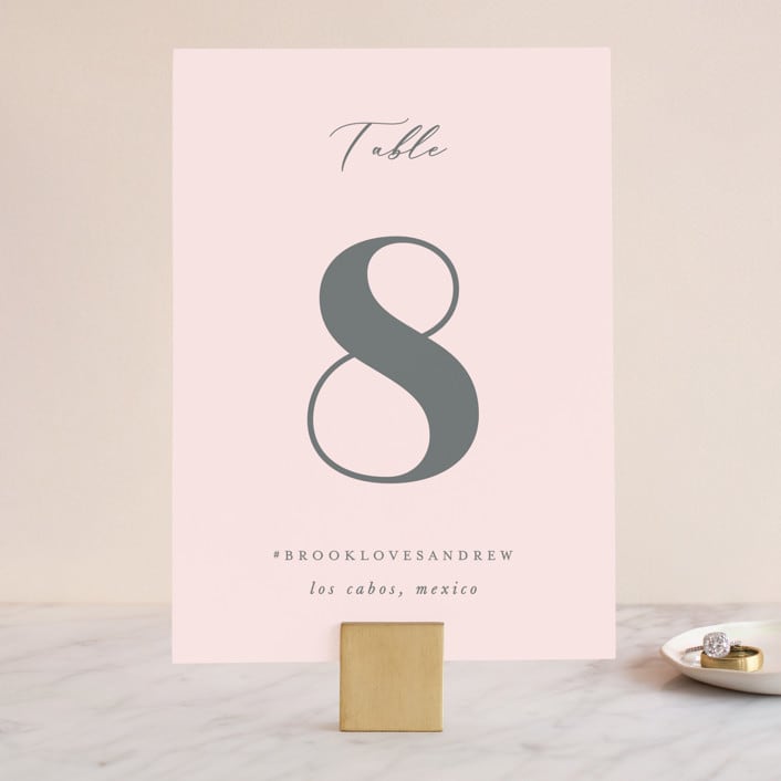 "Lettera" - Table Numbers in Blush by Lauren Chism - Front