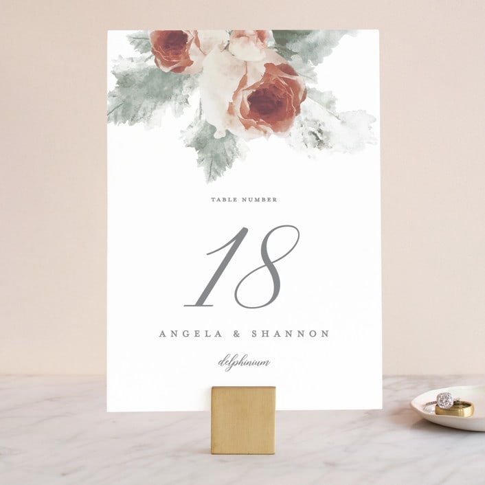 "rose drop" - Table Numbers in Rose by Cass Imagines - Front