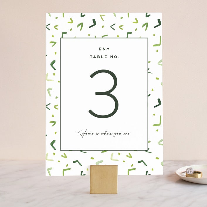 "Evergreens Watercolor" - Table Numbers in Forest by Yao Cheng Design - Front