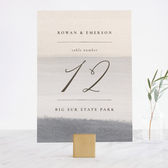 "Sunrise Waves" - Table Numbers in Ocean by Wildfield Paper Co - Front