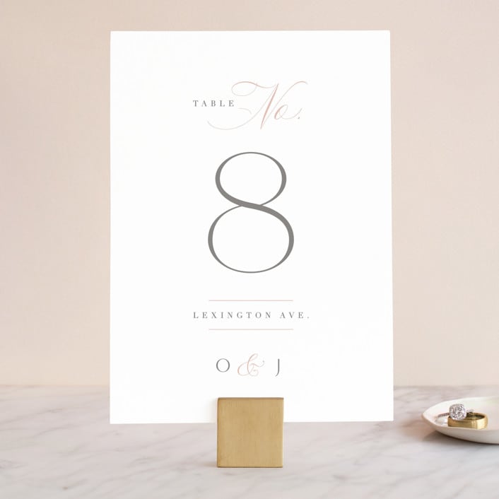 "Gramercy" - Table Numbers in Blush by Kristie Kern - Front