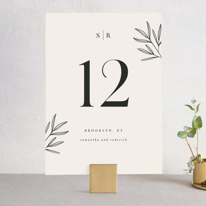 "Italia" - Table Numbers in Taupe by Kelly Schmidt - Front