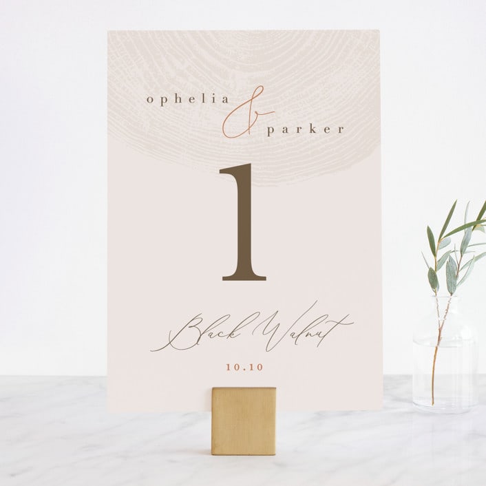 "a hundred years" - Table Numbers in Burnt Umber by Robin Ott - Front