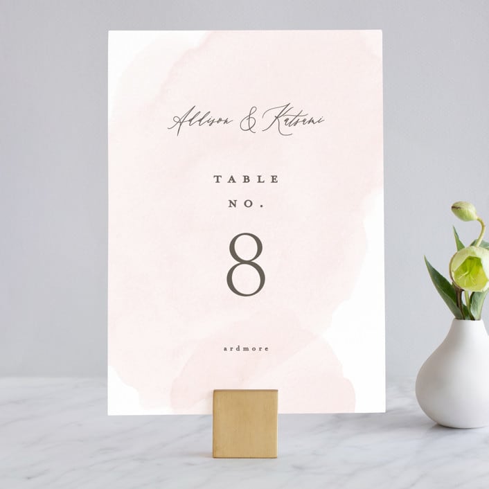 "Softly Layered" - Table Numbers in Blush by Everett Paper Goods - Front