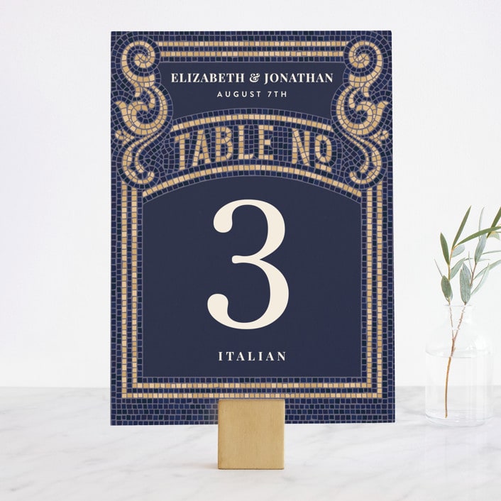 "Mosaic" - Table Numbers in Navy by GeekInk Design - Front