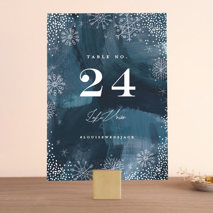 "Midnight Snowfall" - Table Numbers in Navy by Alethea and Ruth - Front