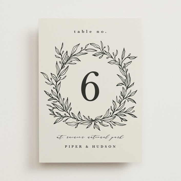 "leafy wreath" - Table Numbers in Cotton by Kate Ahn - Front