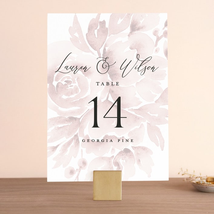 "Wedding Dream" - Table Numbers in Blush by Chris Griffith - Front