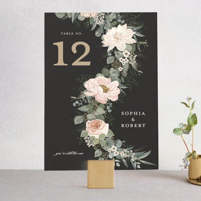 "Lovely Vine" - Table Numbers in Blush by Susan Moyal - Front