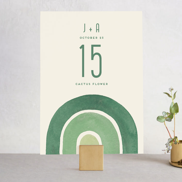 "Double Rainbow" - Table Numbers in Cactus by Pink House Press - Front
