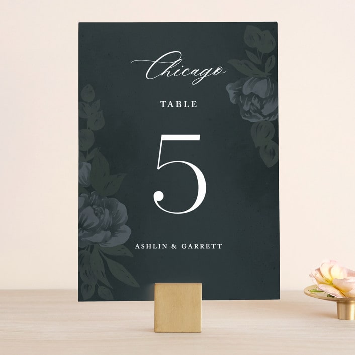 "Peaceful Garden" - Table Numbers in Deep Sea by Jill Means - Front