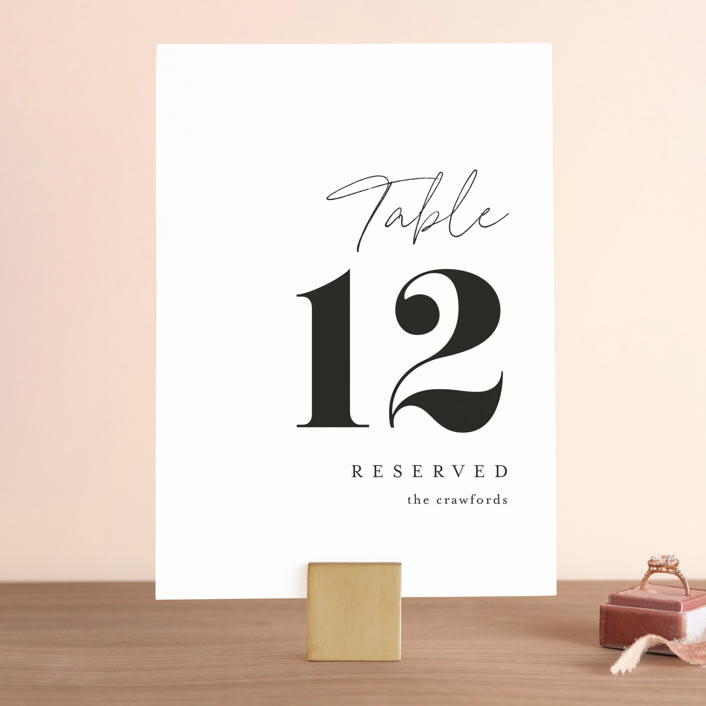 "Handwritten" - Table Numbers in Obsidian by Jennifer Postorino - Front