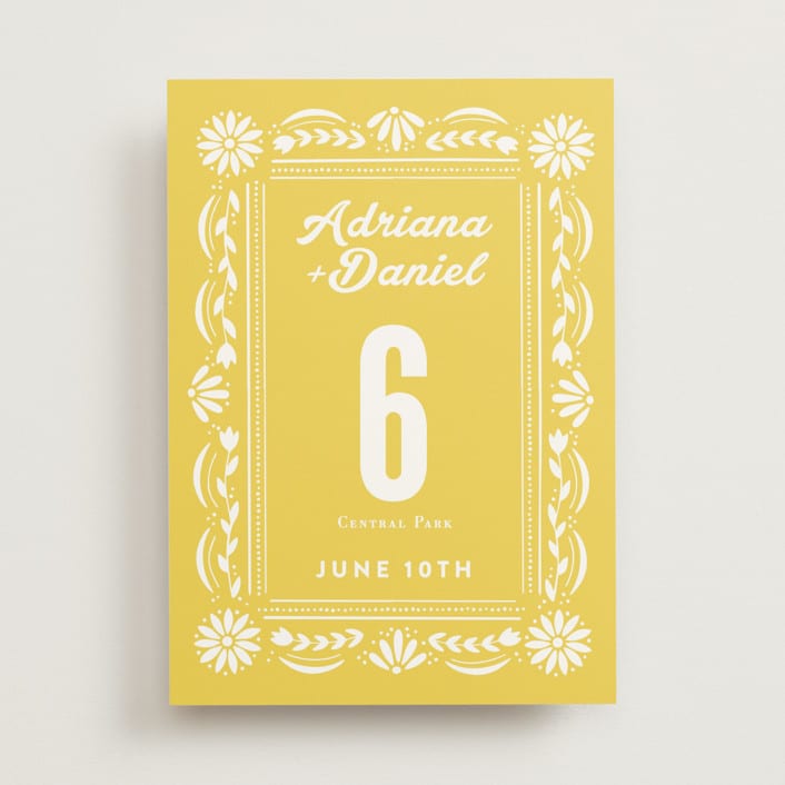 "Pretty Picado" - Table Numbers in Sunshine by Jessie Steury - Front
