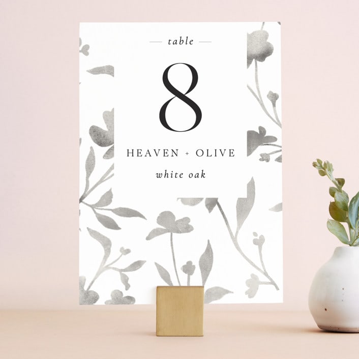 "Floral Union" - Table Numbers in Black Sugar by Pati Cascino - Front