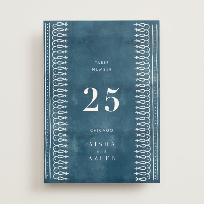 "Kantha Quilt" - Table Numbers in Indigo by Nazia Hyder - Front