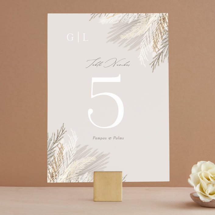 "Pampas & Palms" - Table Numbers in Ash by Kaydi Bishop - Front