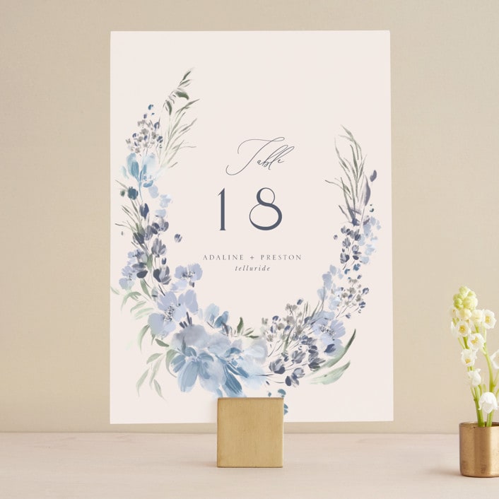 "Wildflower Wreath" - Table Numbers in Sky by Grace Kreinbrink - Front