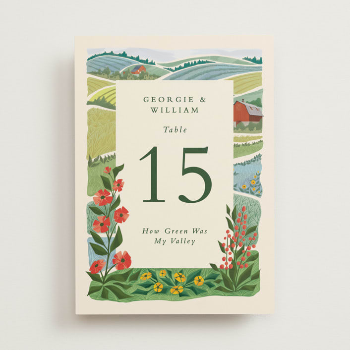 "Farm and Field" - Table Numbers in Barn by Paper Sun Studio - Front