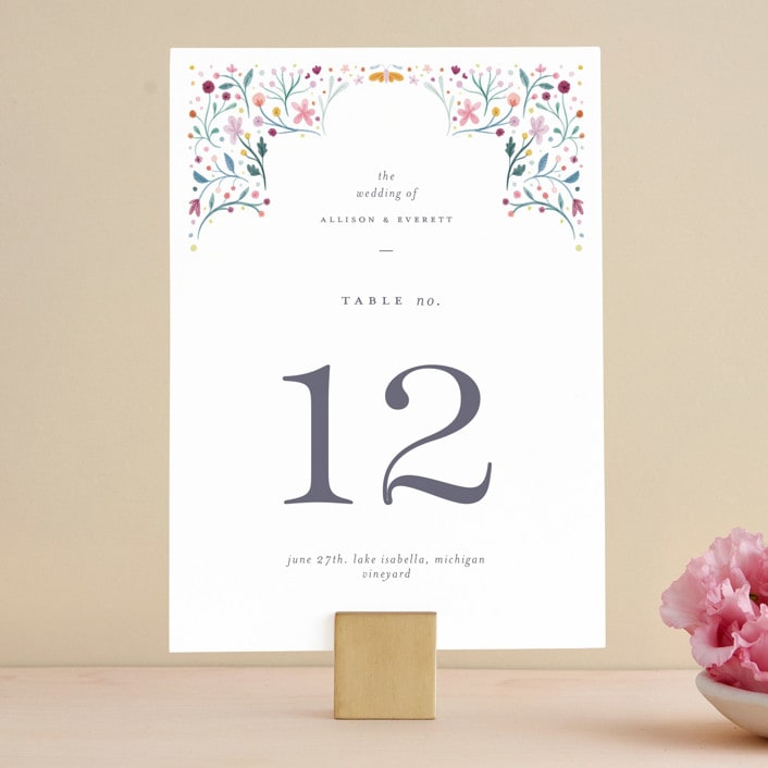 "Delicate Garden" - Table Numbers in Wildflower by Ashley DeMeyere - Front