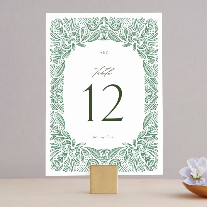 "Ornate" - Table Numbers in Sage by Jen Owens - Front