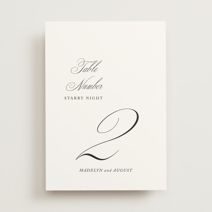 "When I Fall In Love" - Table Numbers in Snow Bright by Design Lotus - Front
