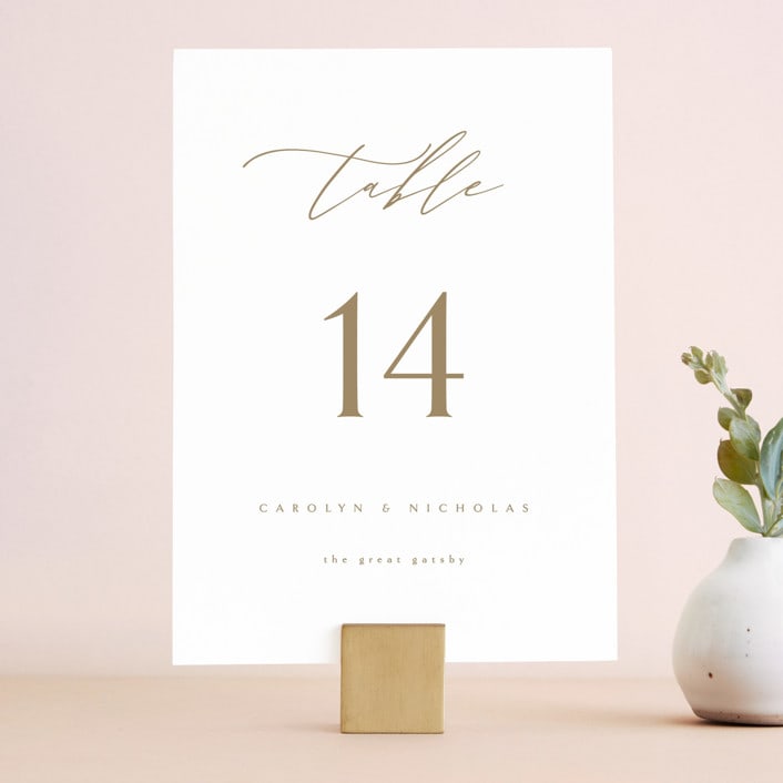 "Napa" - Table Numbers in Golden by Kelly Schmidt - Front