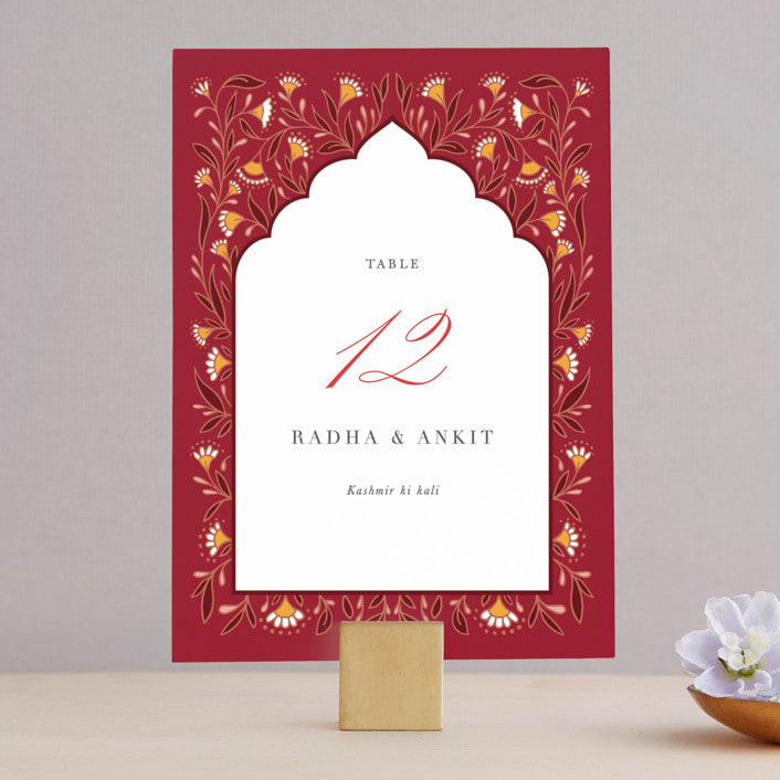 "Jaipur" - Table Numbers in Ruby by Mansi Verma - Front