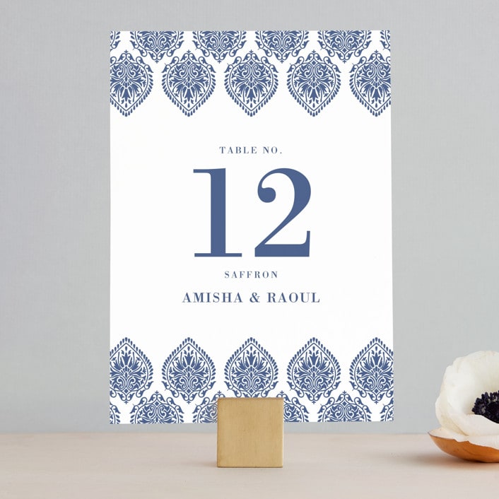 "Calcutta Stamp" - Table Numbers in Azure by Oma N. Ramkhelawan - Front
