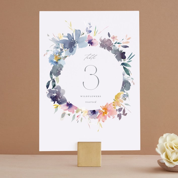 "Cheerful Bouquet" - Table Numbers in Chardonnay by Lori Wemple - Front