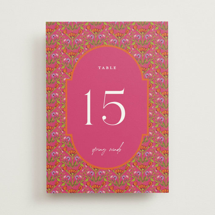 "Varna" - Table Numbers in Fuchsia by Pati Cascino - Front