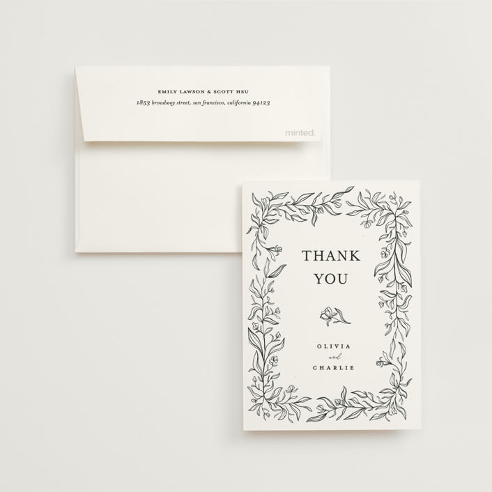 "Floral Cascade" - Wedding Thank You Cards in Alpine by Pixel and Hank - Front