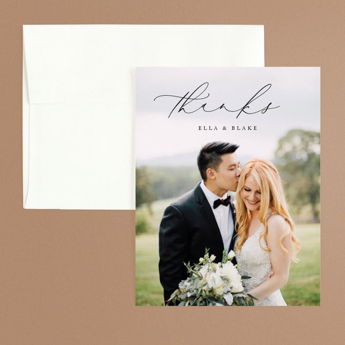 "Breathe" - Wedding Thank You Cards in Linen by Jennifer Postorino - Front