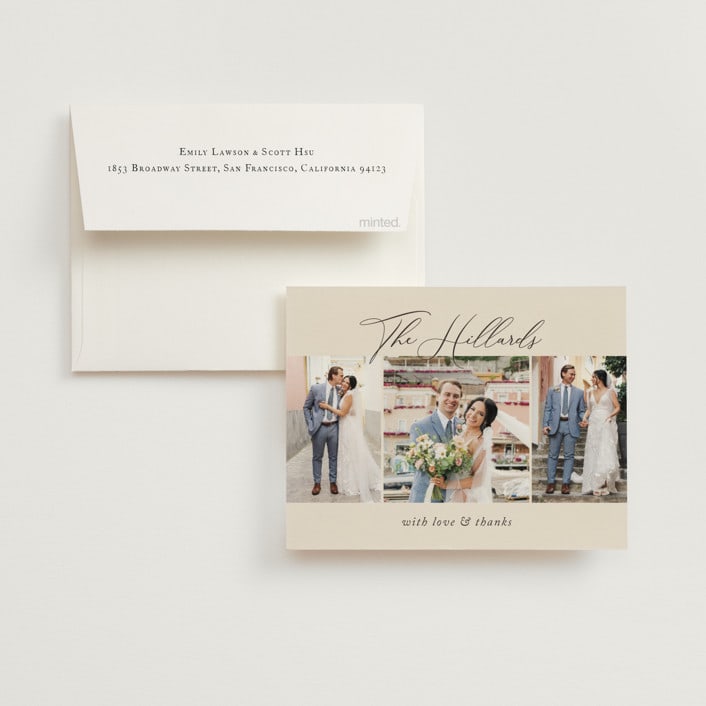 "Love Story" - Wedding Thank You Cards in Mocha by Jennifer Postorino - Front