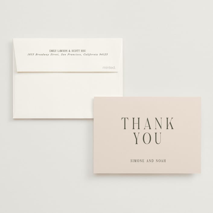 "Fero" - Wedding Thank You Cards in Blush by Pati Cascino - Front