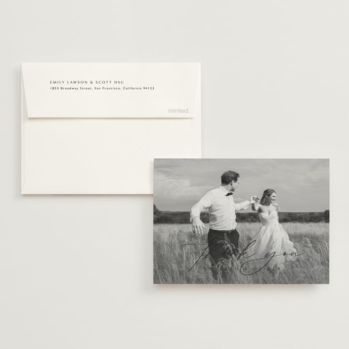 "Flip" - Wedding Thank You Cards in Silk by Kelly Schmidt - Front