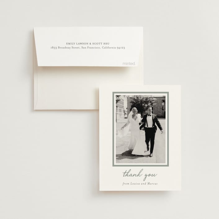 "signature monogram" - Wedding Thank You Cards in Sage by Sara Hicks Malone - Front