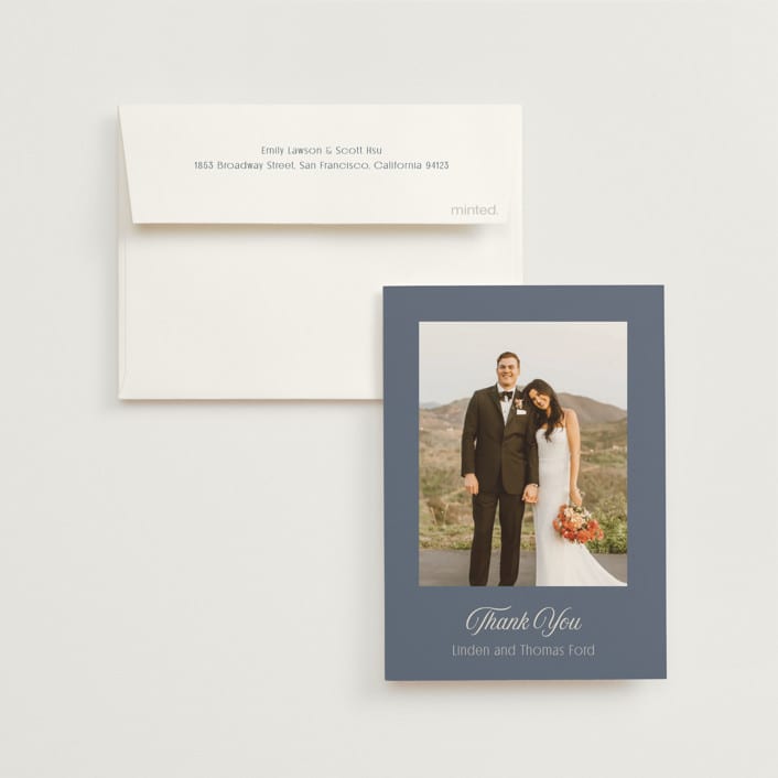 "Ritzy" - Wedding Thank You Cards in French Blue by Nicoletta Savod - Front