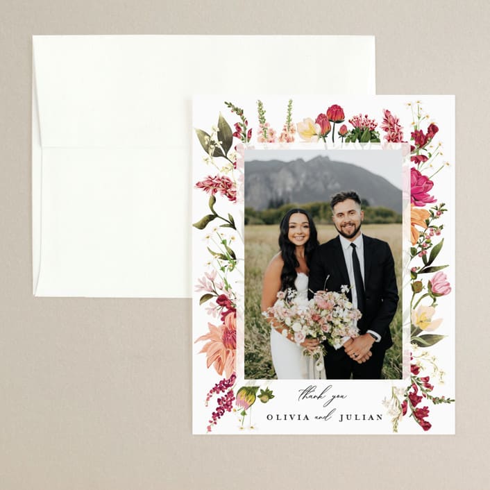 "Lush" - Wedding Thank You Cards in Magenta by Susan Moyal - Front
