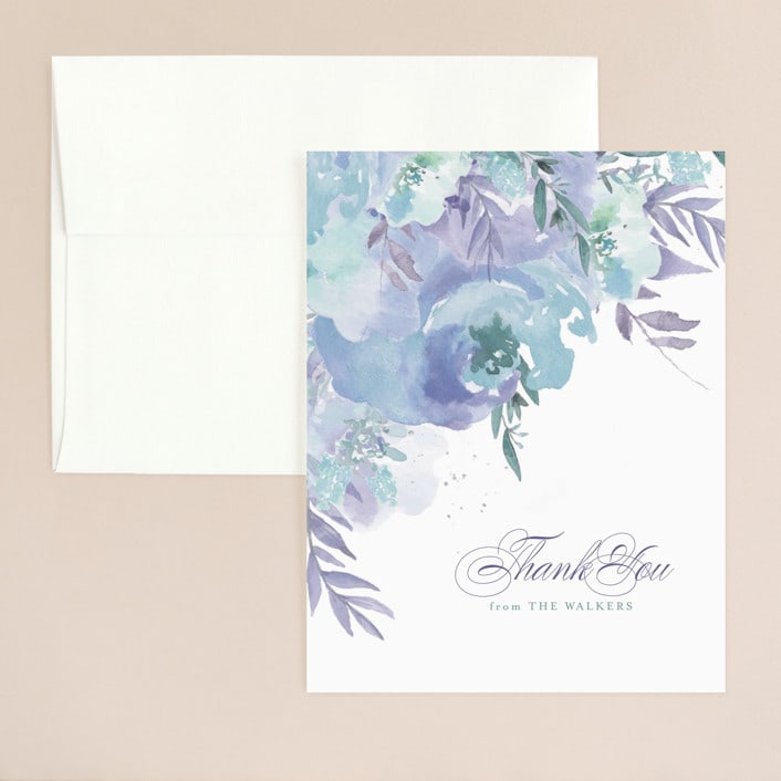 "Big Blooms" - Wedding Thank You Cards in Dew by Grace Kreinbrink - Front