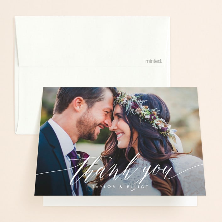 "Effervescent" - Wedding Thank You Cards in Blush by Kristie Kern - Front