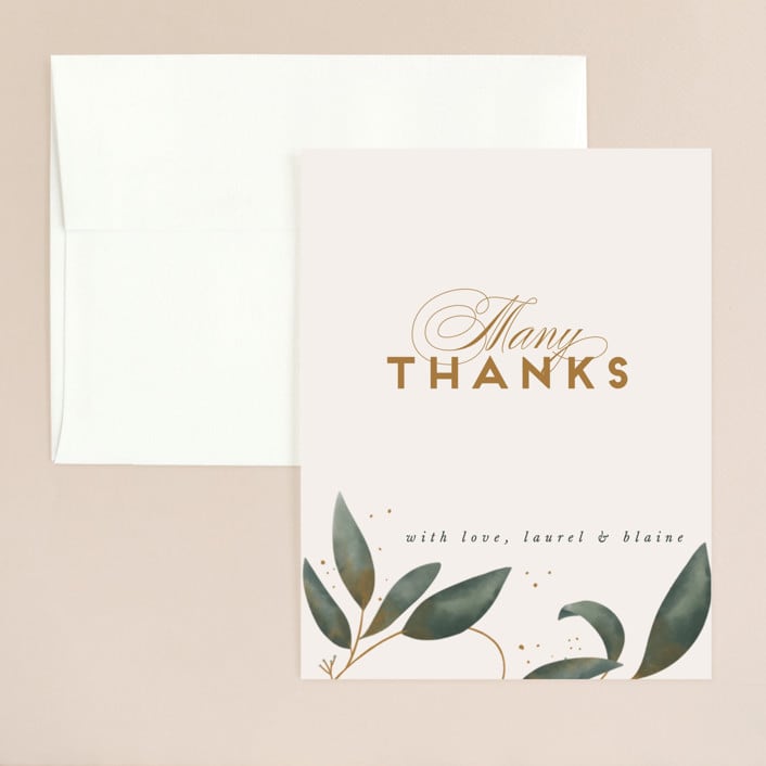 "Love Grows" - Wedding Thank You Cards in Leaf by Leah Bisch - Front