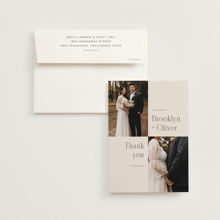 "Portland" - Wedding Thank You Cards in Latte by Kristie Kern - Front